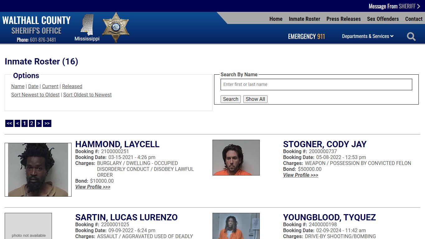 Inmate Roster - Current Inmates Booking Date Ascending - Walthall ...