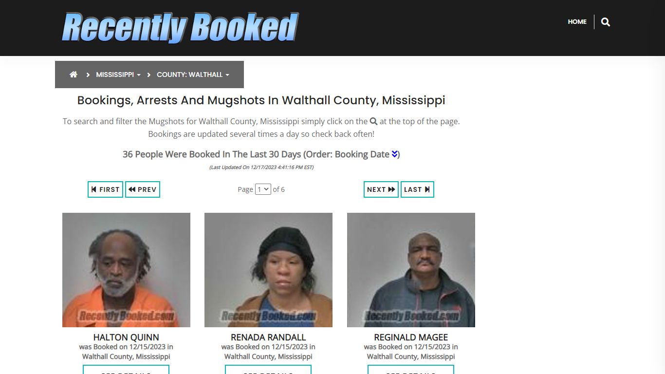 Bookings, Arrests and Mugshots in Walthall County, Mississippi