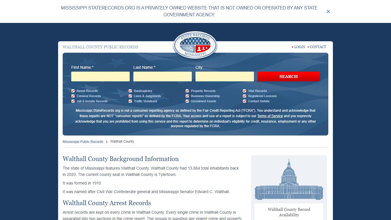 Walthall County Arrest, Court, and Public Records | StateRecords.org